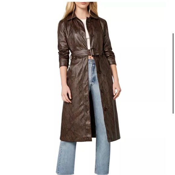 Cupcakes and Cashmere Julian Snake Faux Leather Coat in Expresso - Picture 1 of 13